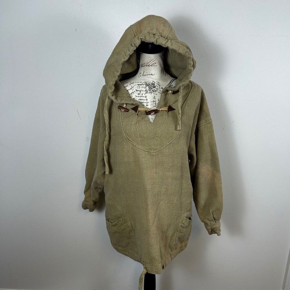 Carolina Colours Vintage Baja Hoodie Womens 18W Beige Cotton Toggle Pullover